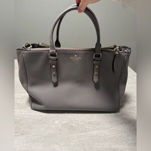 Kate Spade Tote Leighann Mulberry Street Leather Triple Compartment Handbag Gray